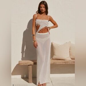 Shellbound Crochet Maxi Dress white